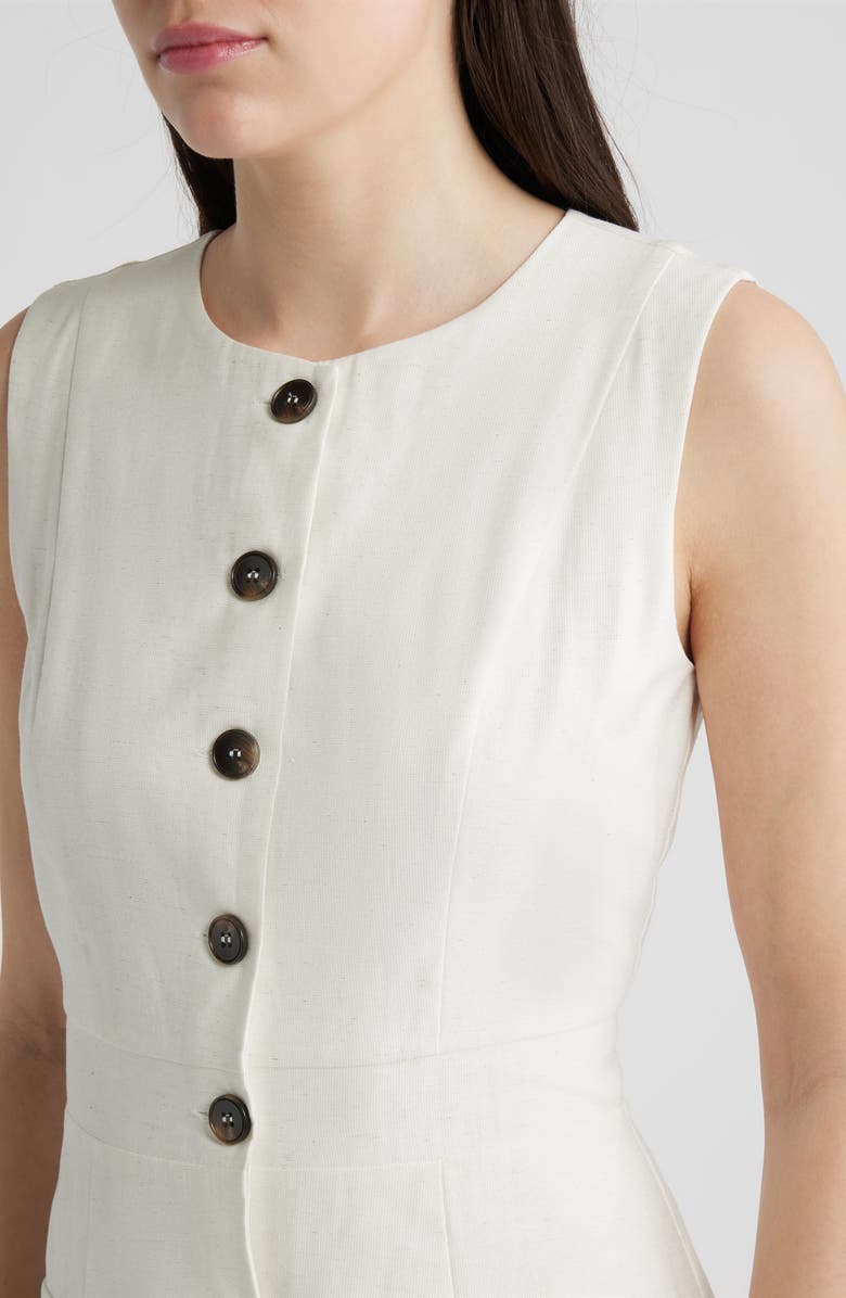 ZOE AND CLAIRE Sleeveless Button-Up Midi Dress, Alternate, color, Oatmeal