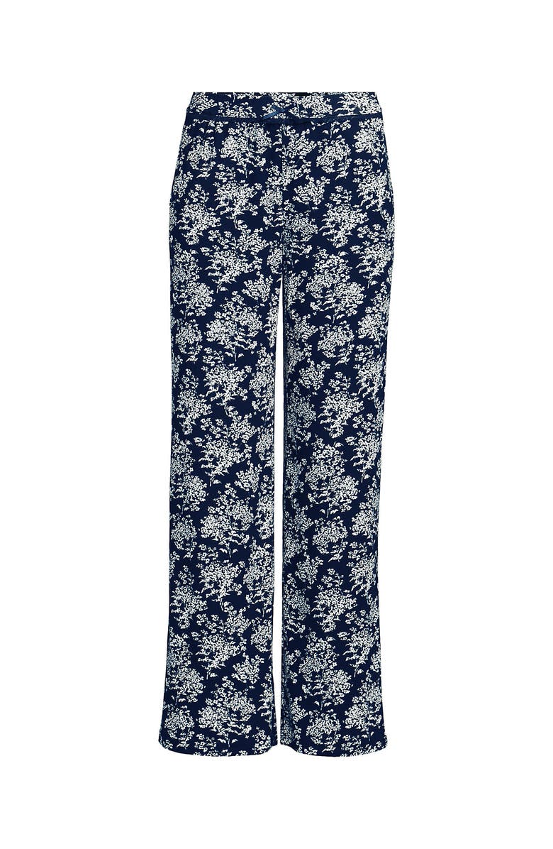 Lands' End Pointelle Sleep Pants, Alternate, color, Deep Sea Ikat Floral
