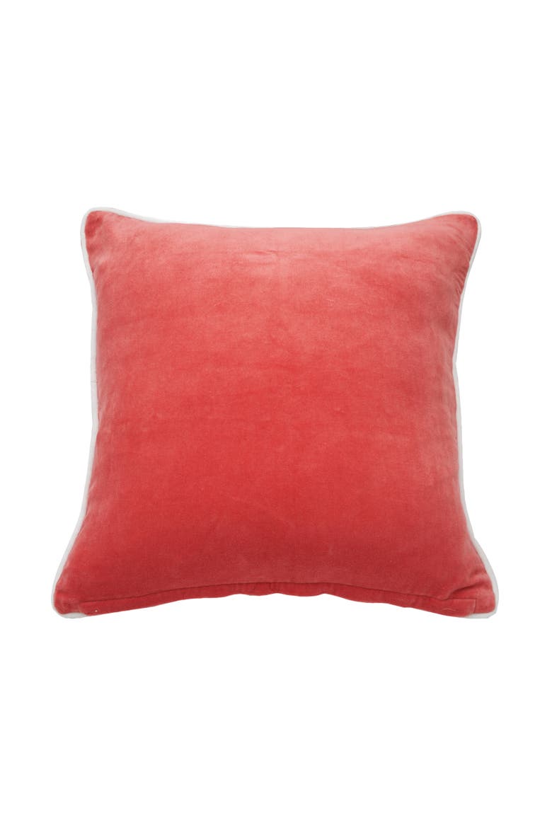 Flamingo Coral Velvet Pillow, Alternate, color, Pink
