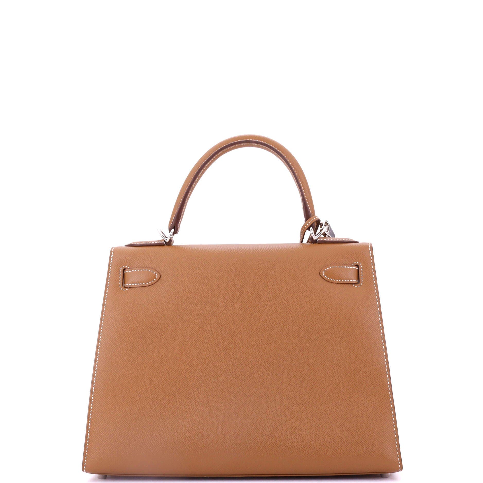 Pre-Owned Hermes Kelly Handbag Brown Epsom with Palladium Hardware 28, Alternate, color, 