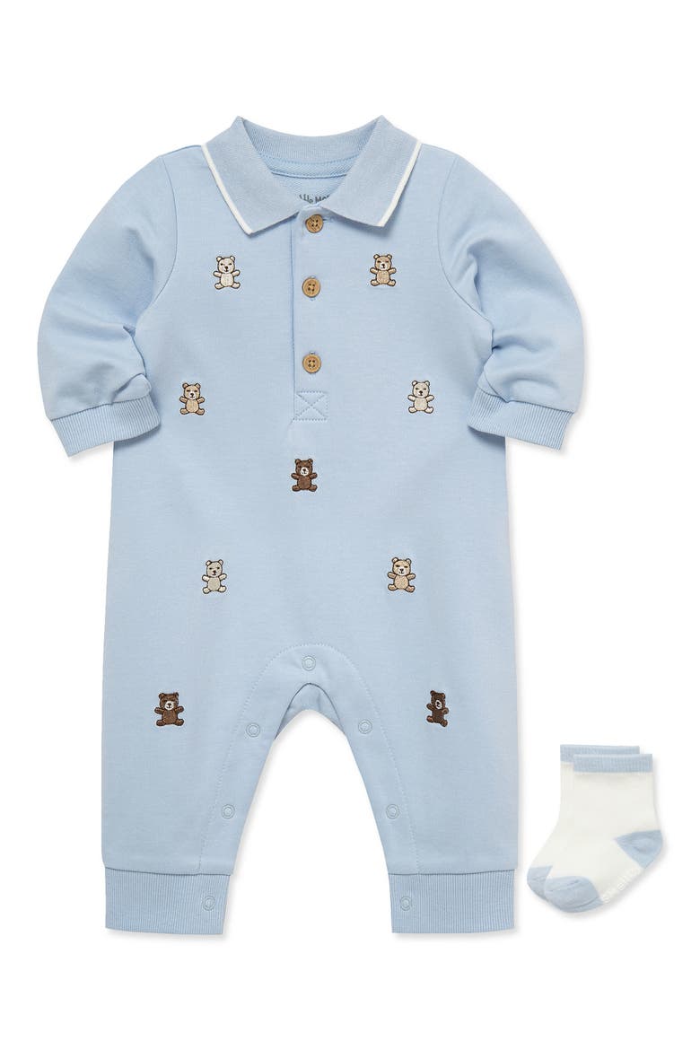 Kids' Bears Coverall & Socks Set, Alternate, color, BLUE