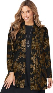 Jessica London Stretch Knit Open Front Knit Topper