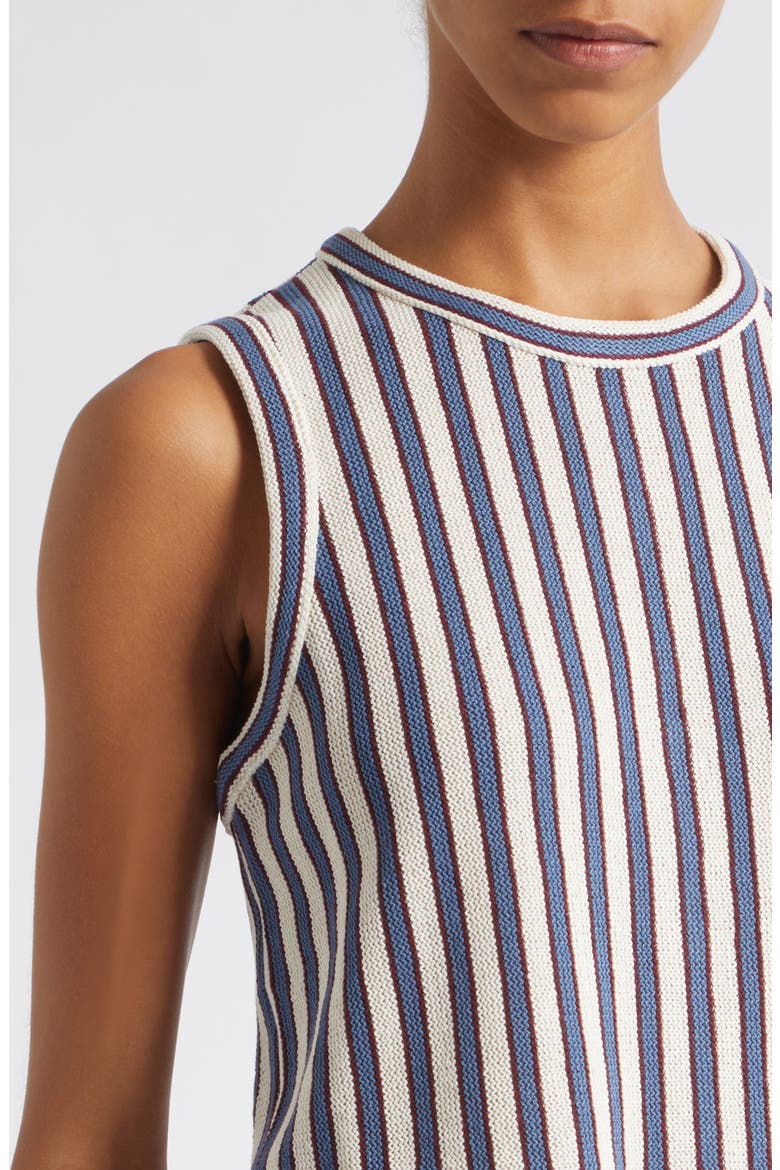 Dravin Stripe Crochet Cotton Tank, Alternate, color, ECRU BLUEFIN MULTI