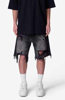 Distressed Spider Denim Shorts