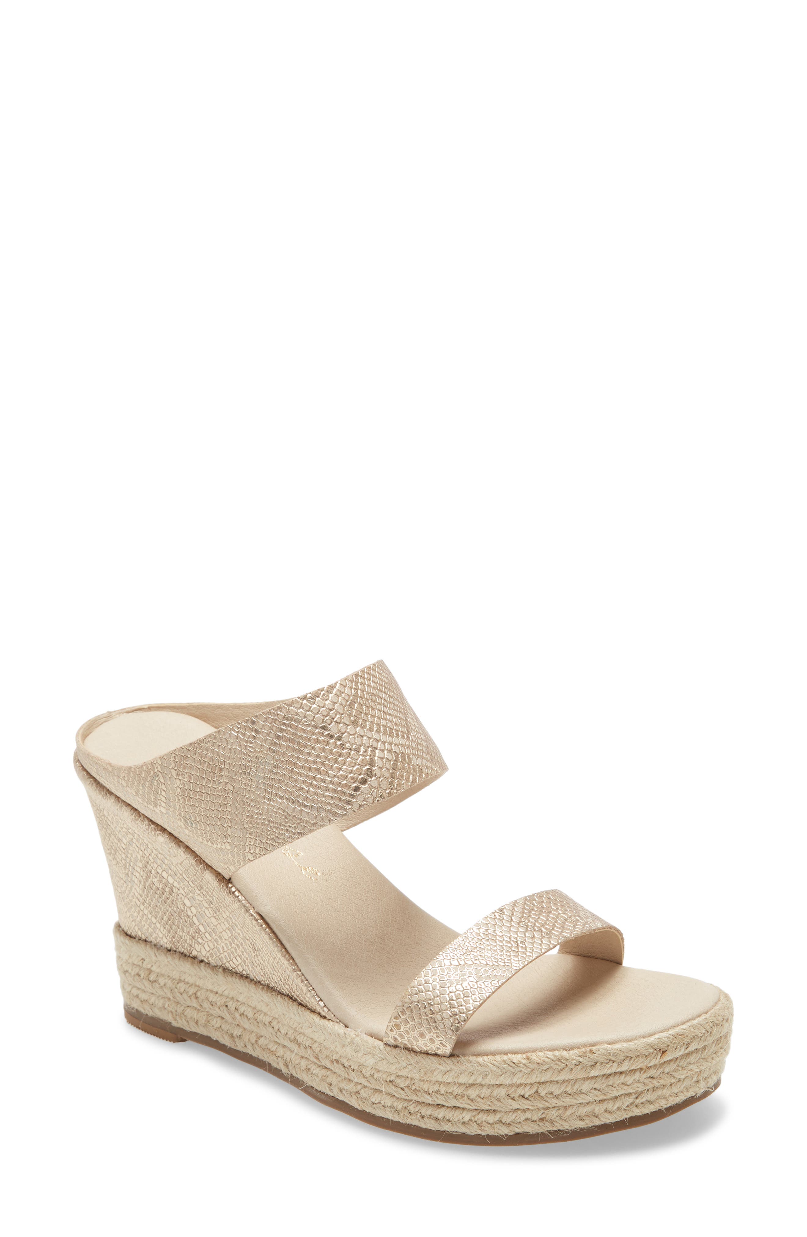Flora Wedge Slide Sandal, Main, color, GOLD SNAKE PRINT
