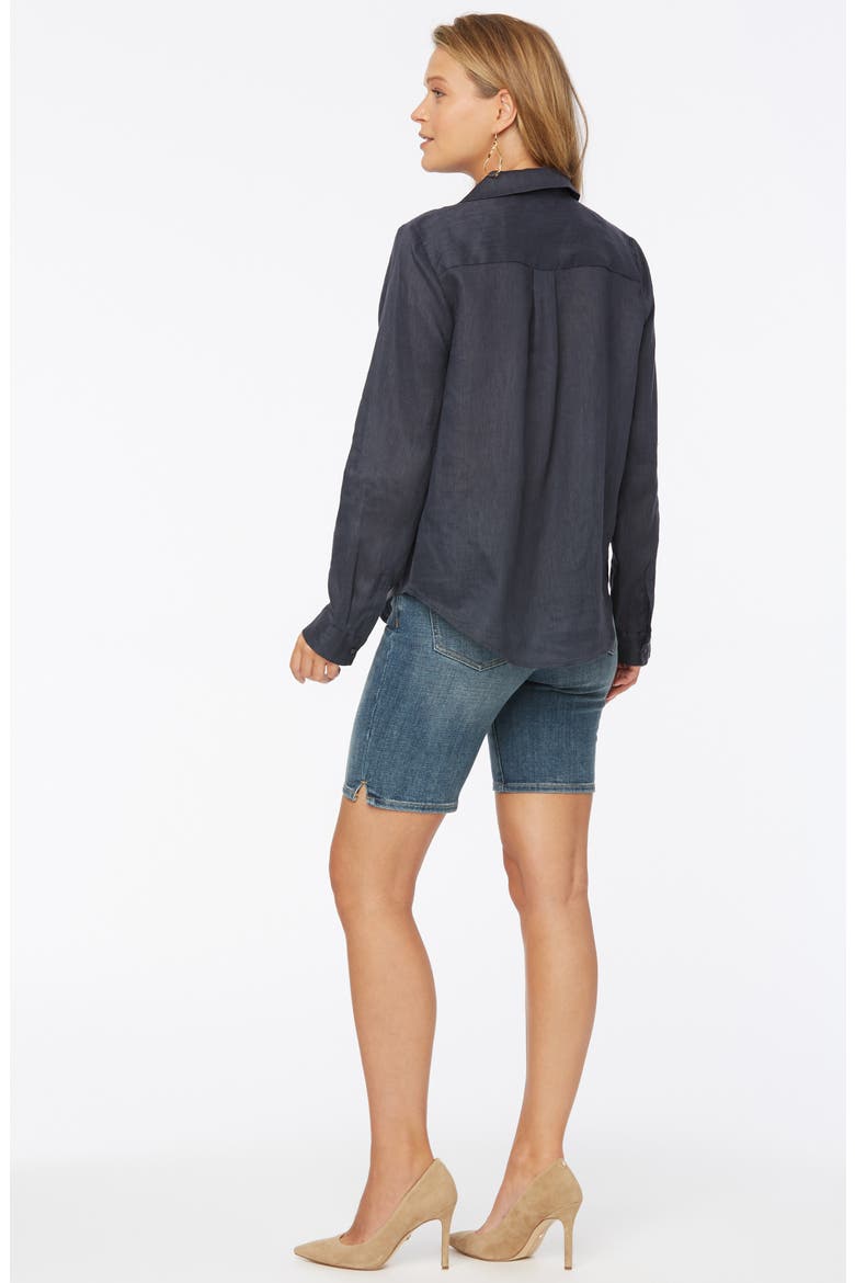 Linen Button-Up Blouse, Alternate, color, OXFORD NAVY