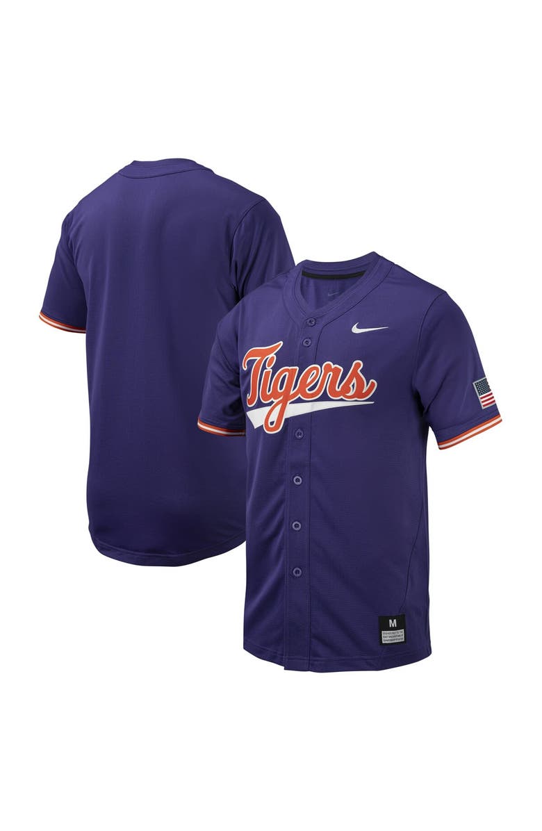 Nike Men's Nike Purple Clemson Tigers Replica Full-Button Baseball Jersey, Main, color, 