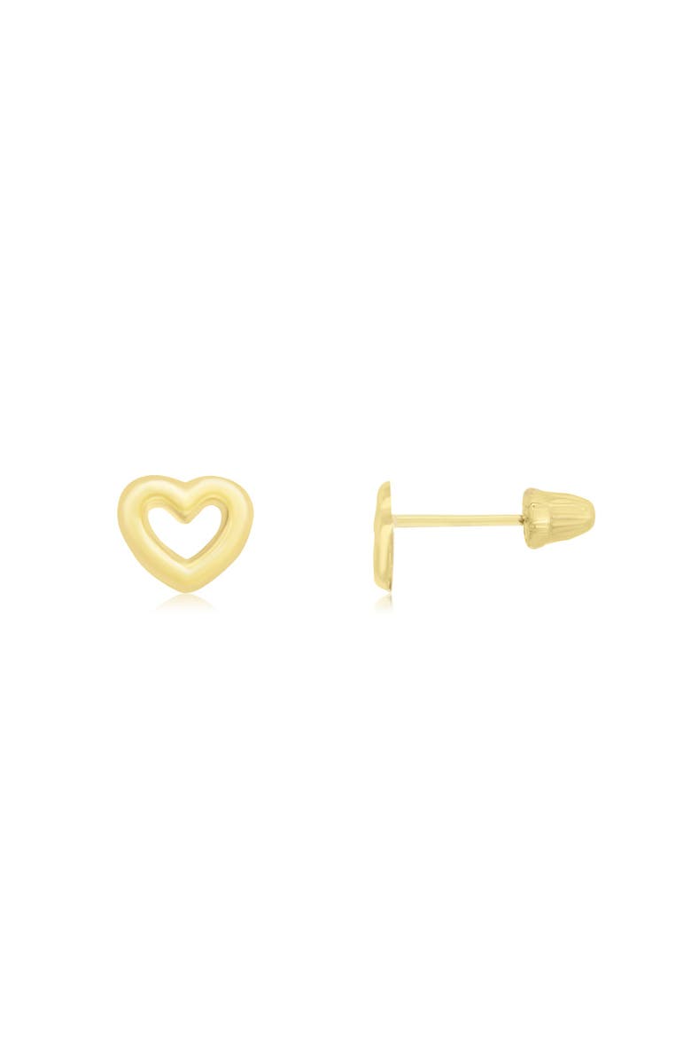 The Lovery Fine Jewelry Baby Open Heart Screw Back Stud Earrings, Main, color, Yellow Gold