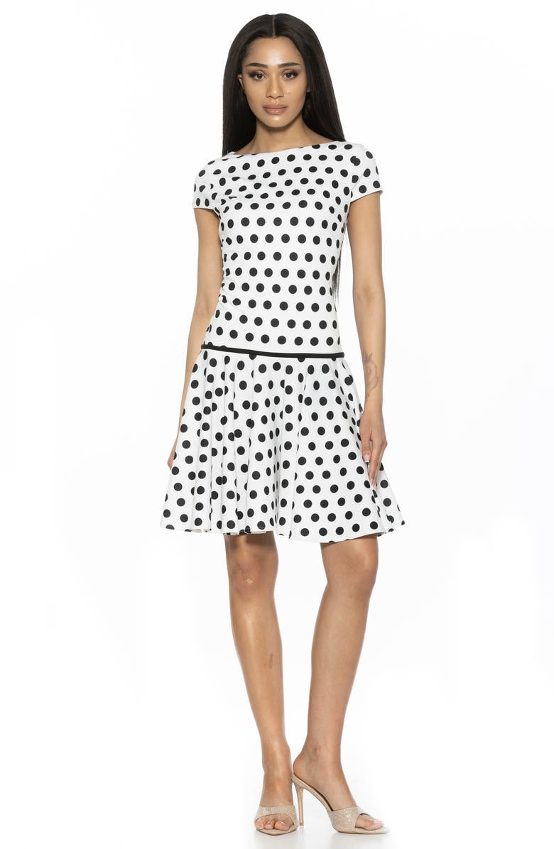 Alexia Admor Drop Waist Dress, Alternate, color, White Polka