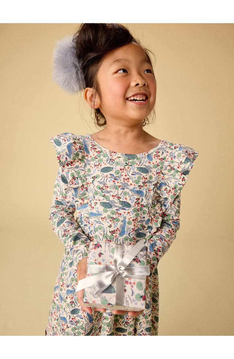 Tea Collection Ruffle Shoulder Ballet Dress, Alternate, color, Rabbit & Turtle Folktale