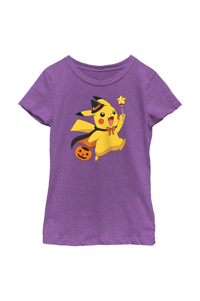 Girl's Pokemon Halloween Pikachu Wizard Costume  Graphic T-Shirt, Main, color, Purple Berry