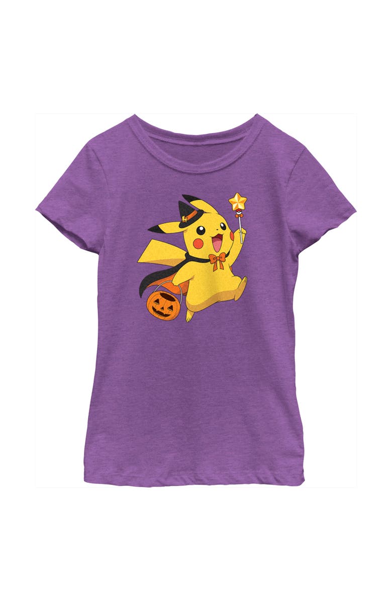POKEMON Girl's Pokemon Halloween Pikachu Wizard Costume  Graphic T-Shirt, Main, color, Purple Berry