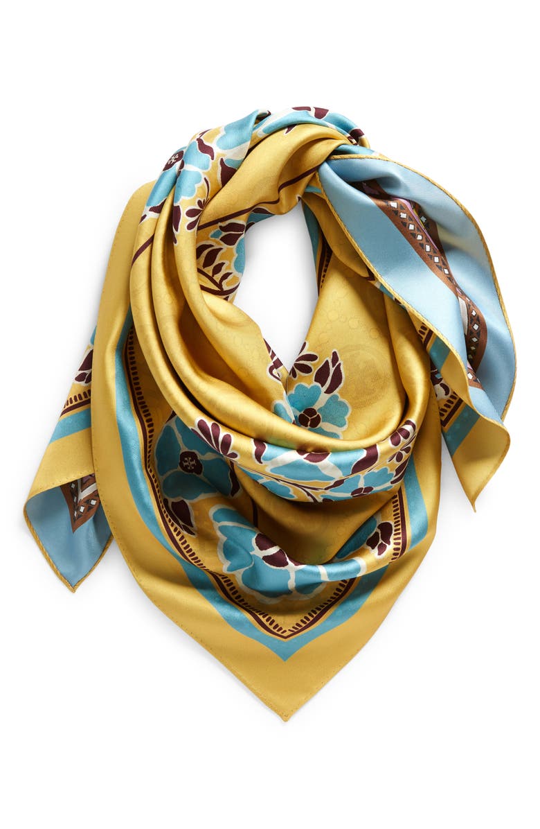 Tory Burch Floral Medallion Reversible Silk Square Scarf, Alternate, color,