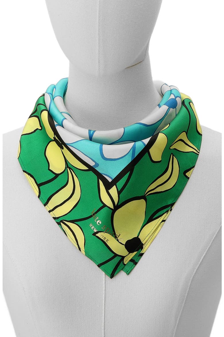floral vines silk bandana scarf, Alternate, color, RIVIERA BLUE