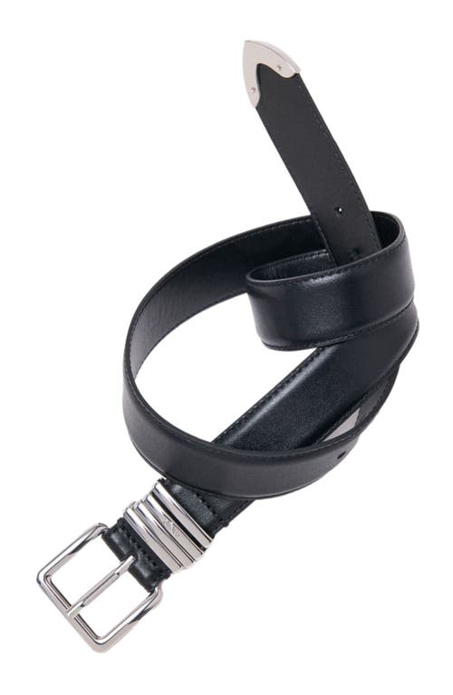 Maje Womens Black Smooth Leather Buckle Belt In Black