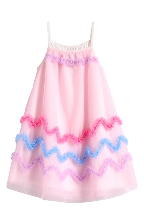 Ava & Yelly Kids' Soutache Border Float Dress In White/pink Multi