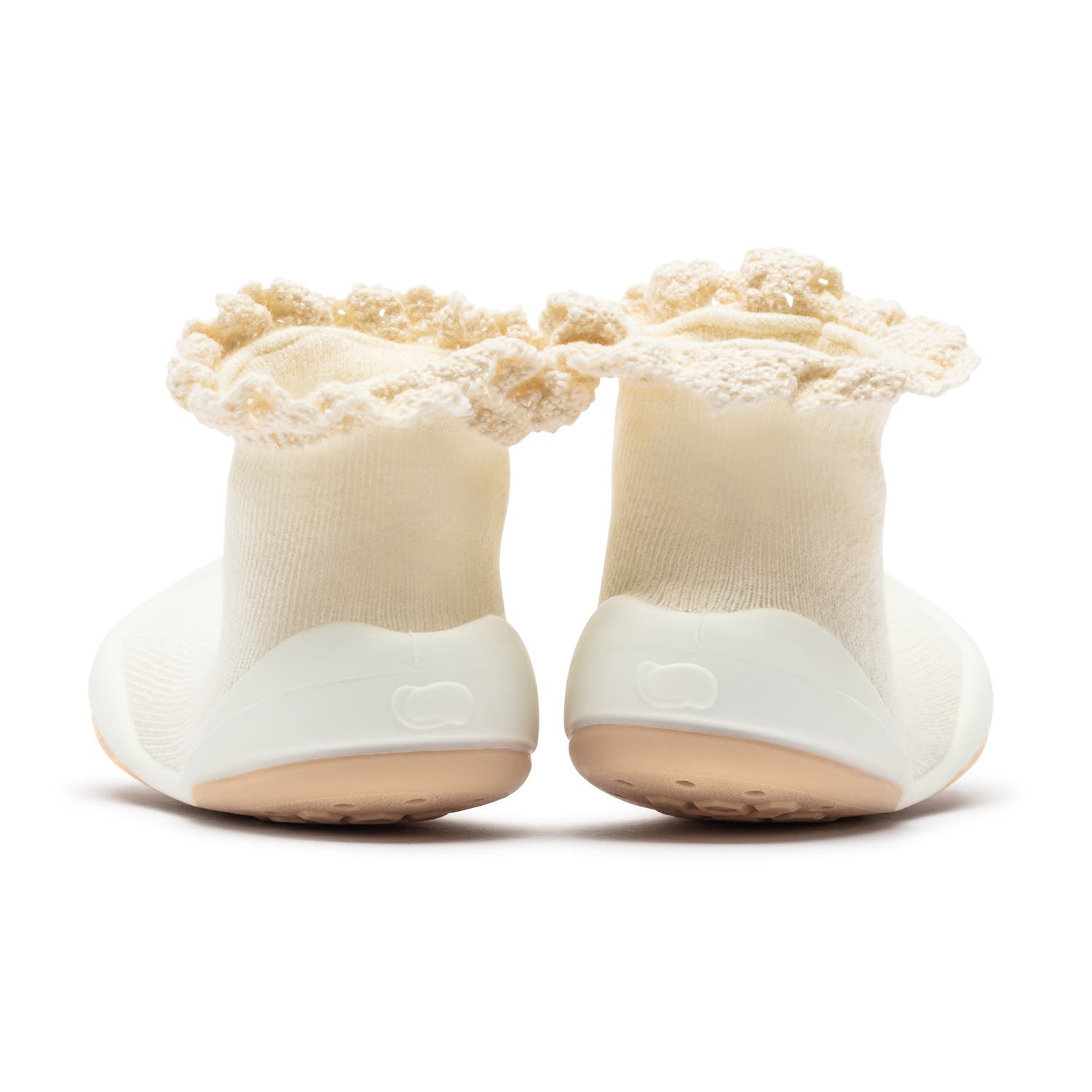 Toddler Girl Sock Shoes Lace Trim, Alternate, color, Off White