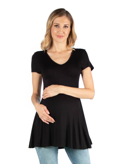 Maternity Short Sleeve Flared Tunic Top