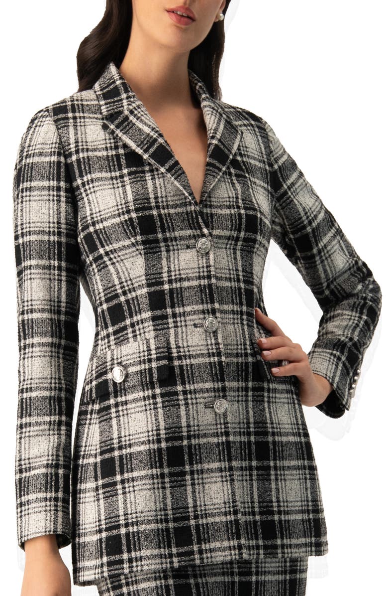 IVONNE Checkered Three Button Blazer, Main, color, Black