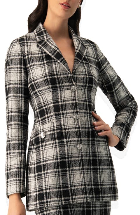 Checkered Three Button Blazer