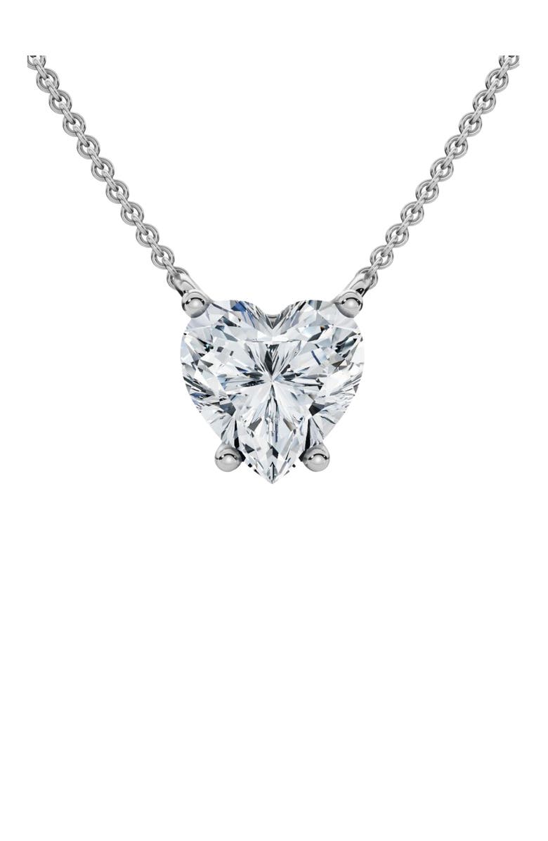 Bliss Diamond 1Ct Heart Shape Diamond Solitaire Diamond Pendant 14k Gold Necklace Lab Grown, Main, color, 14K White Gold