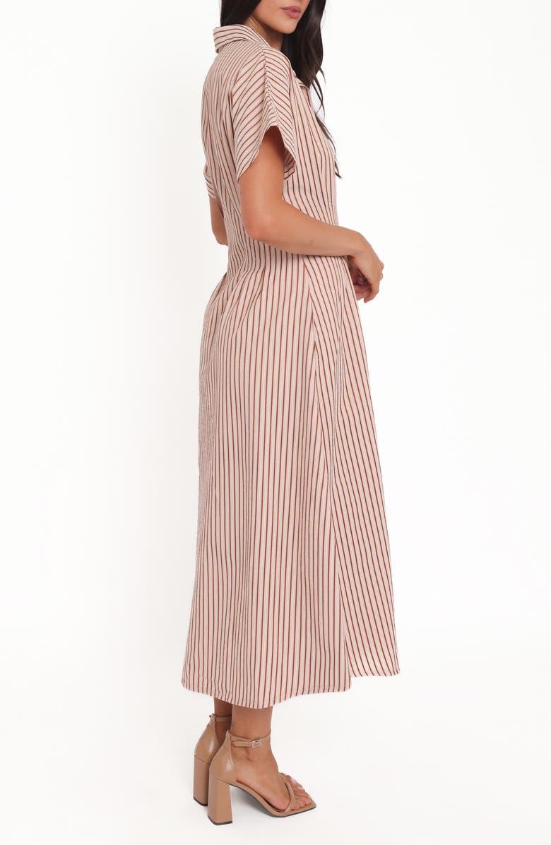 Petal & Pup Eilis Stripe Midi Shirtdress, Alternate, color, Brown Stripe