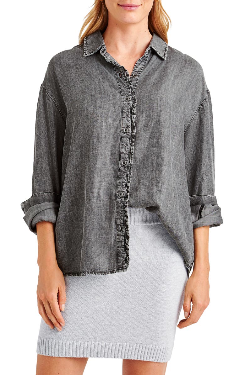 Splendid Lia Denim Button-Up Shirt, Main, color, Washed Black