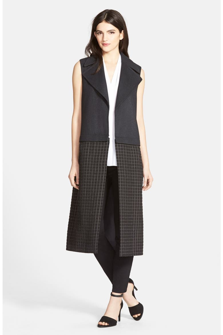Mix Texture Longline Vest, Alternate, color, GREY DARK CHARCOAL HEATHER