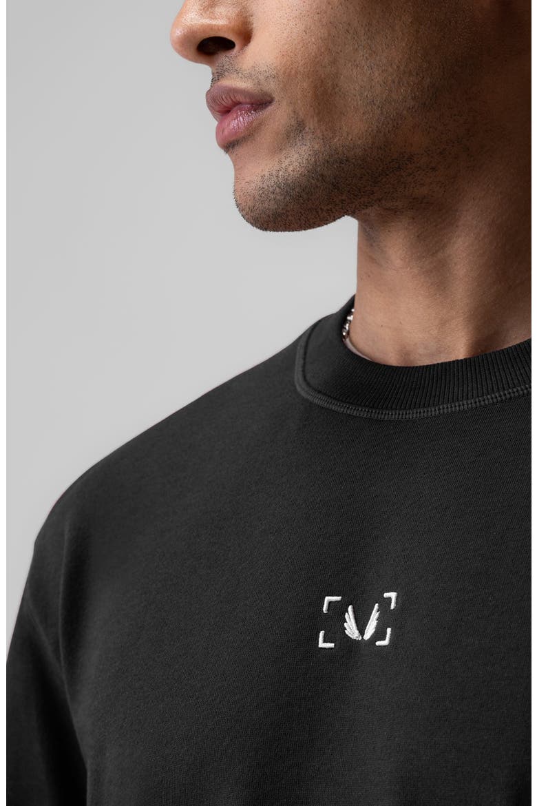 Herringbone Terry Oversized Cinch Tee, Alternate, color, Black