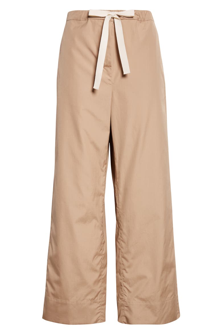 Argento Drawstring Crop Wide Leg Cotton Trousers, Alternate, color, DESERT
