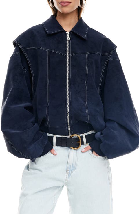 Vista Faux Suede Bomber Jacket