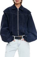LIONESS Vista Faux Suede Bomber Jacket
