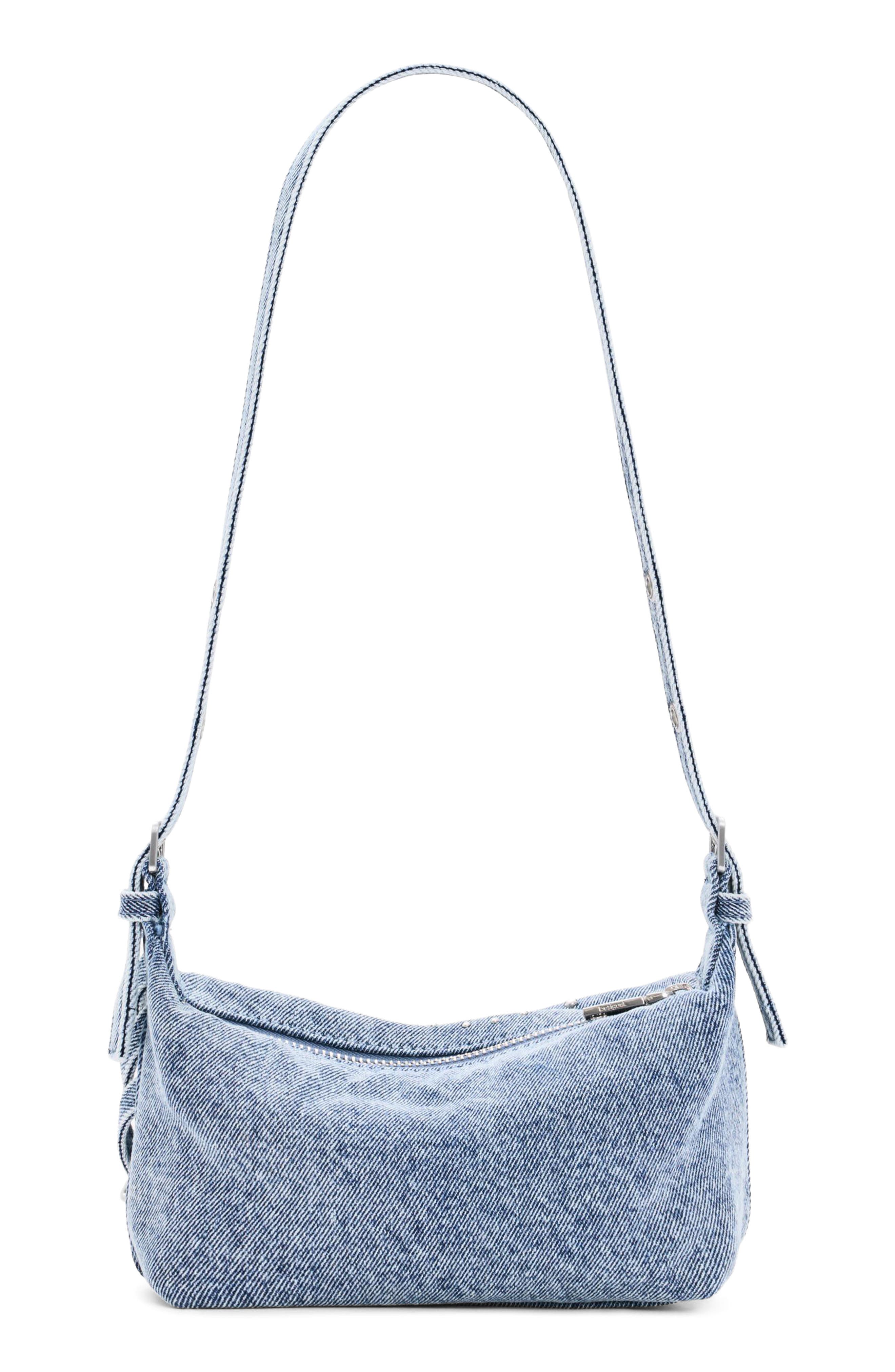 Small Denim Shoulder Bag, Alternate, color, LIGHT BLUE
