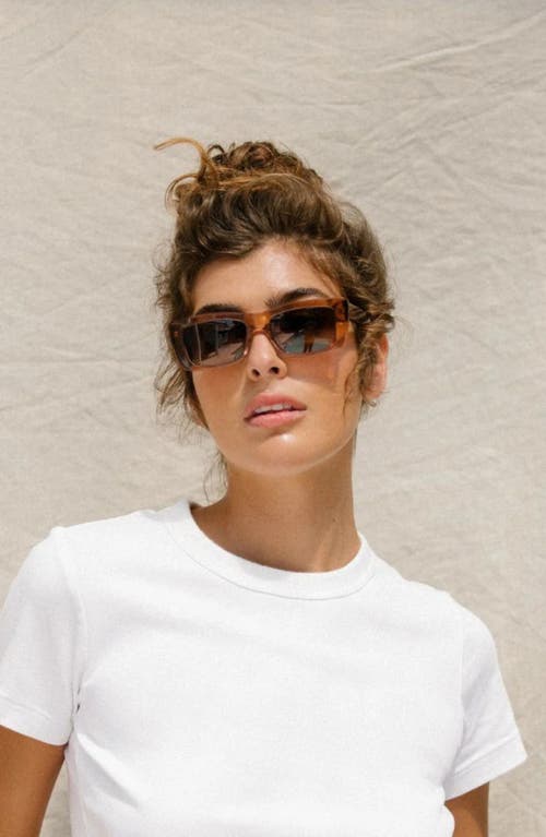 Mohala Eyewear Kea 53mm Low Bridge Wide Width Polarized Square Sunglasses In Spiced Tea