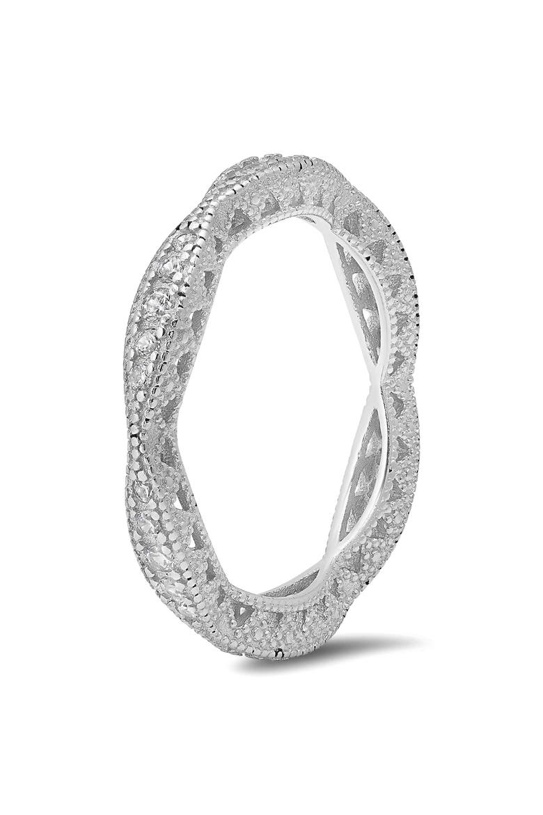 Vintage Swirl Eternity Cubic Zirconia Ring, Alternate, color, SILVER