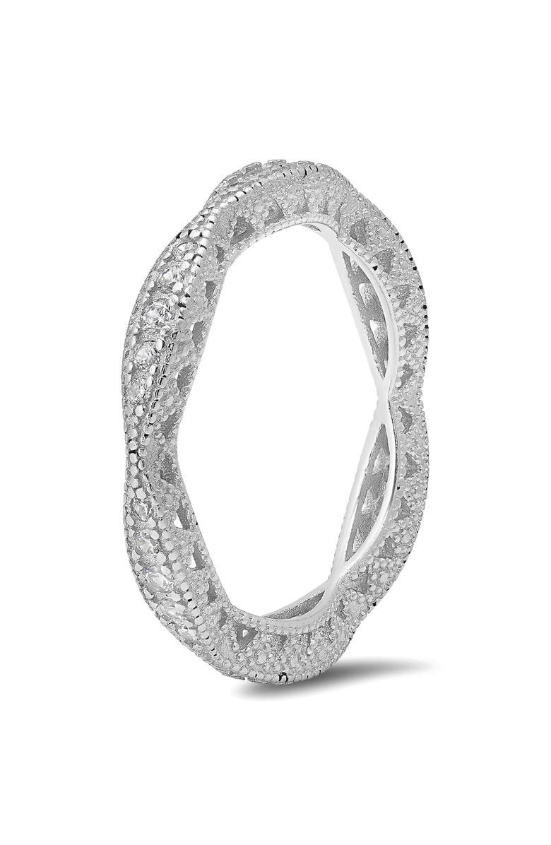 Queen Jewels Vintage Swirl Eternity Cubic Zirconia Ring, Alternate, color, Silver