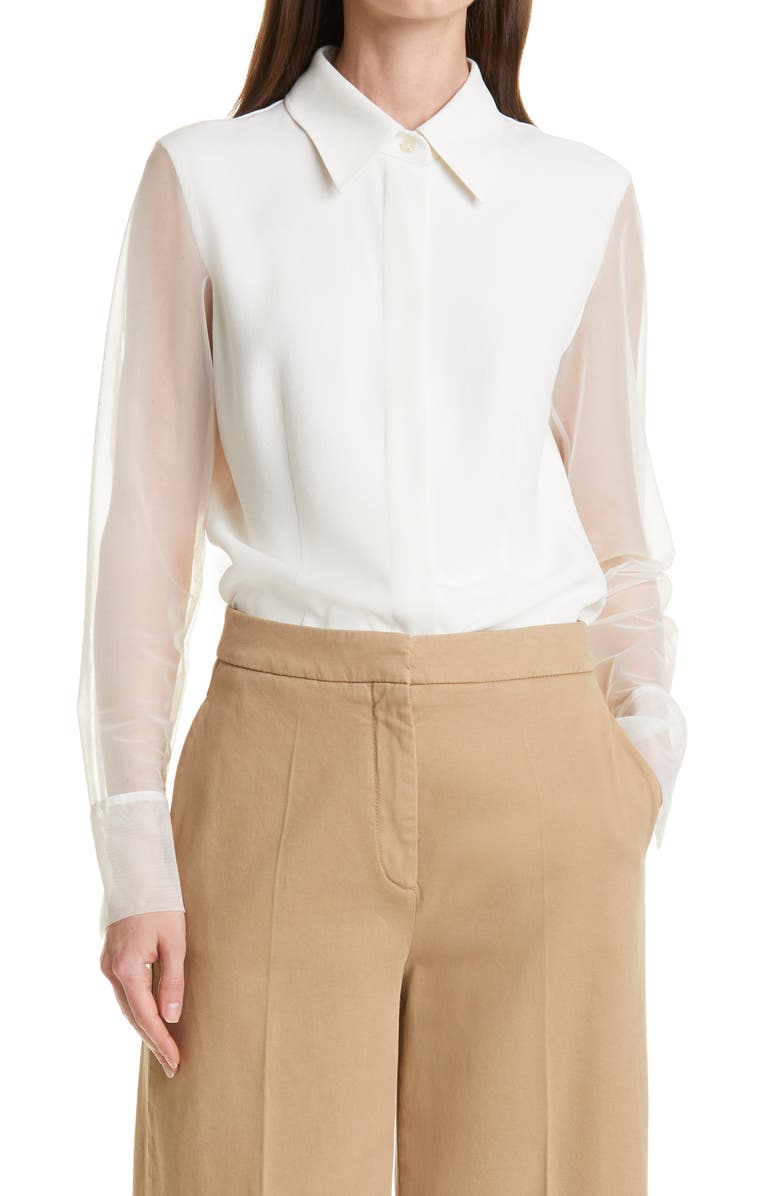 BOSS Bremmy Sheer Sleeve Blouse, Main, color, 