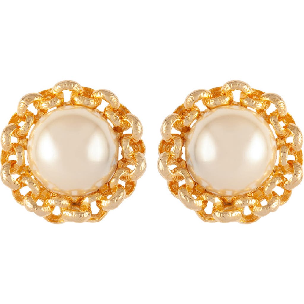 Susan Caplan 1990s Vintage Faux Pearl Clip-on Earrings