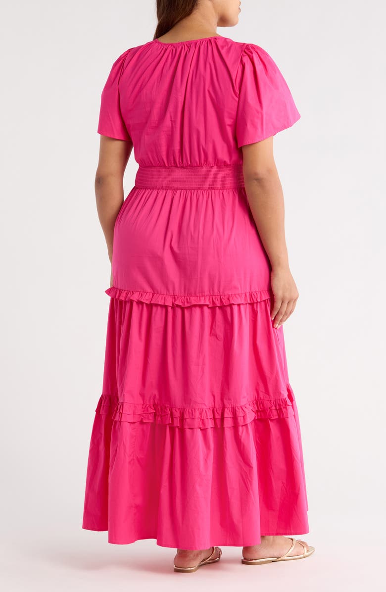 SUGARLIPS Fabia Palmer Cotton Poplin Tiered Maxi Dress, Alternate, color, Hot Pink