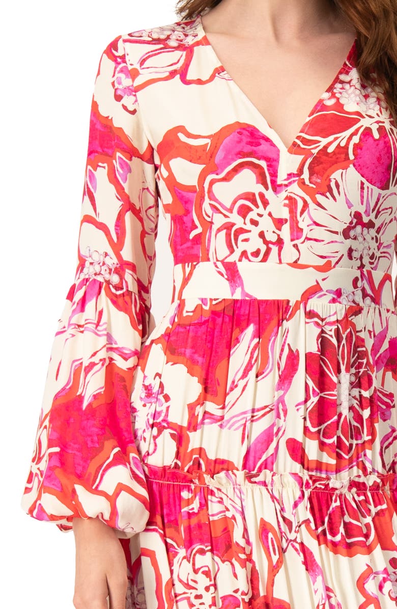 IVONNE Puff Sleeve Floral Maxi Dress, Alternate, color, Fuchsia