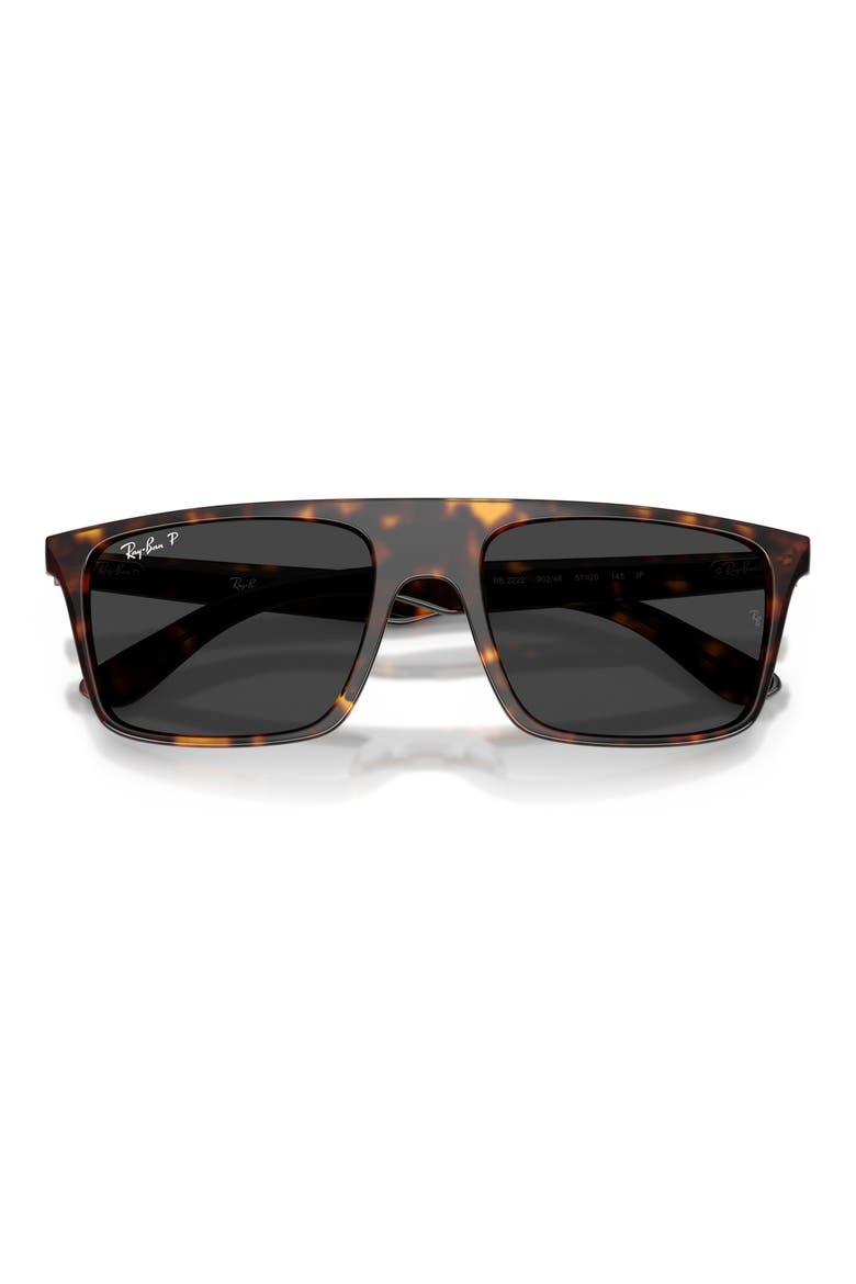 55mm Polarized Square Sunglasses, Alternate, color, HAVANA / POLAR BLACK