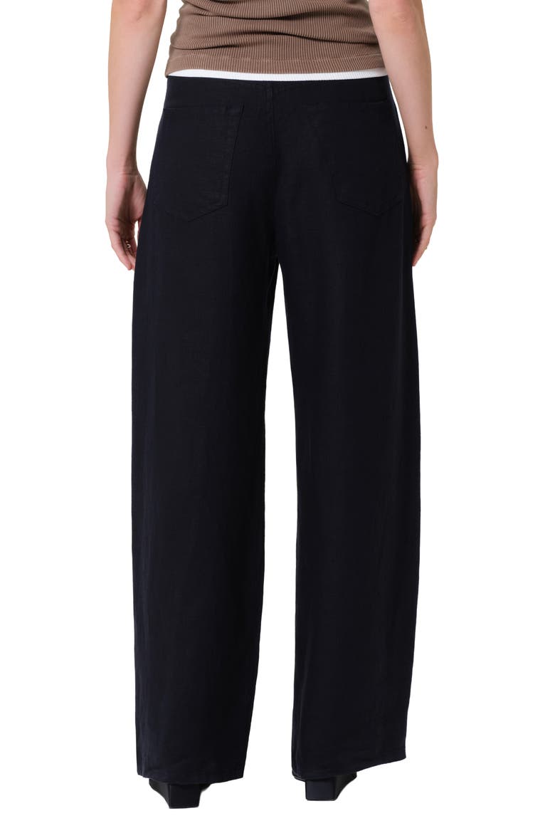 Brynn Drawstring Waist Wide Leg Linen Pants, Alternate, color, TRUE NAVY