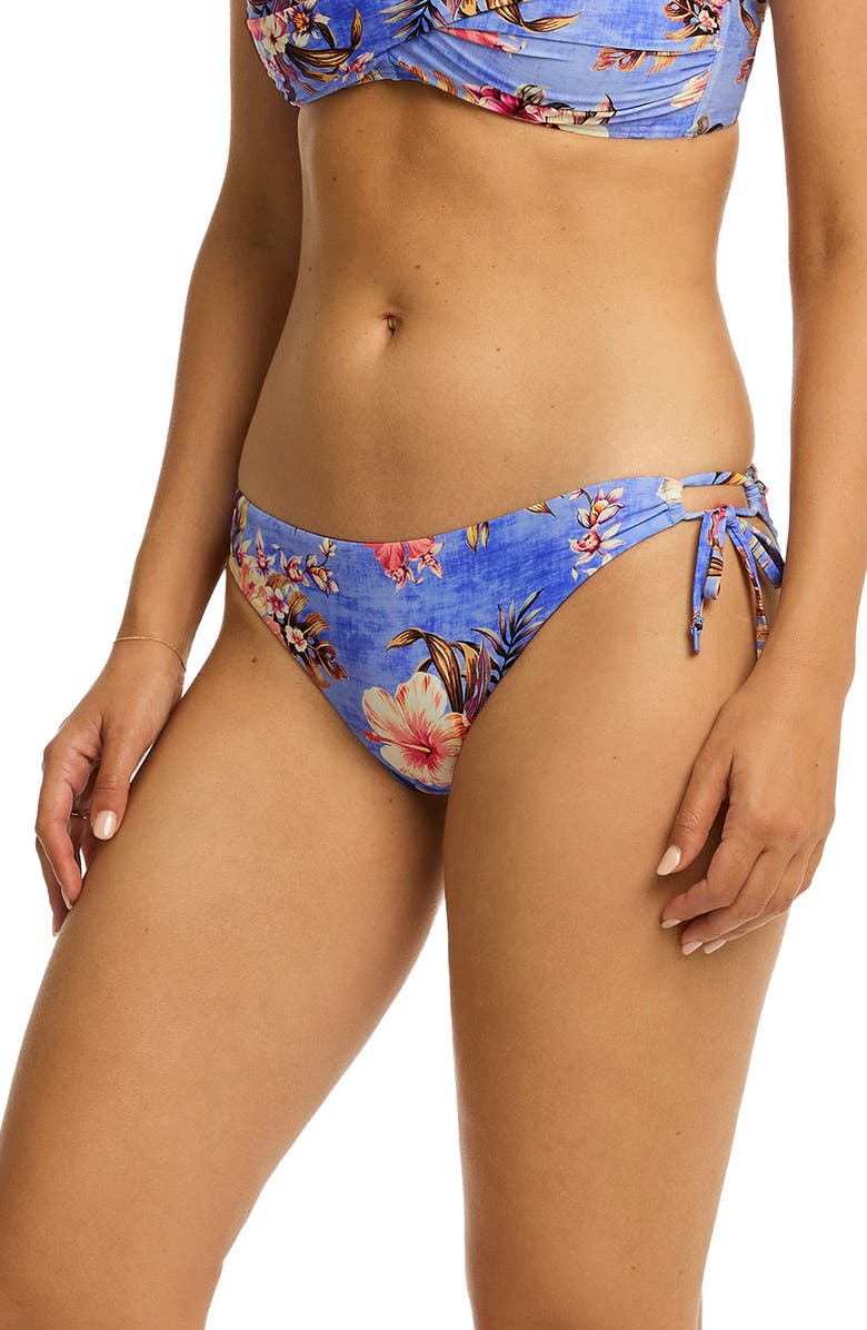 Sea Level Blue Hawaii Tie Side Bikini Bottoms, Alternate, color, Iris