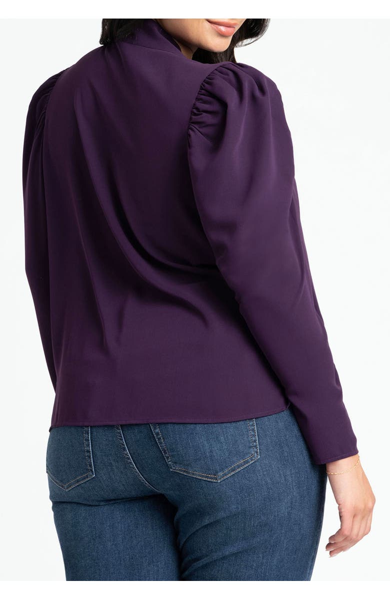 ELOQUII Drape Front Blouse, Alternate, color, Eggplant Purple