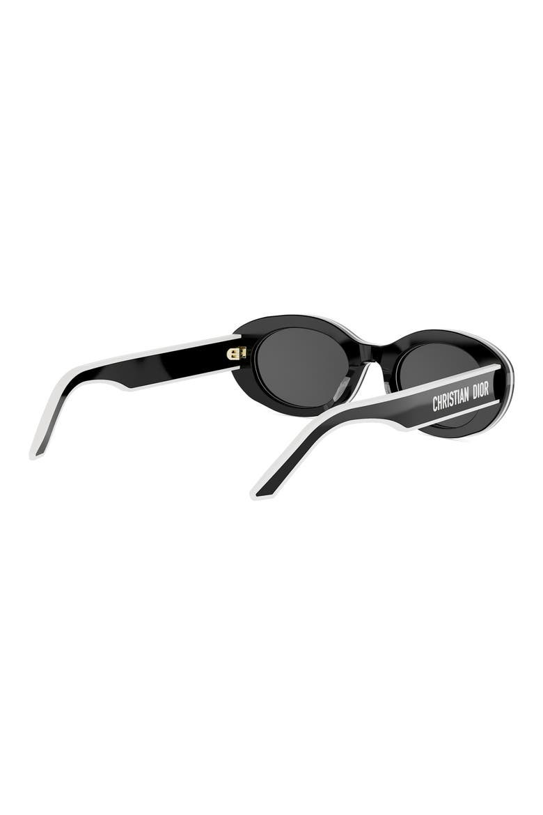 'DiorPacific B4I 51mm Oval Sunglasses, Alternate, color, SHINY BLACK / SMOKE