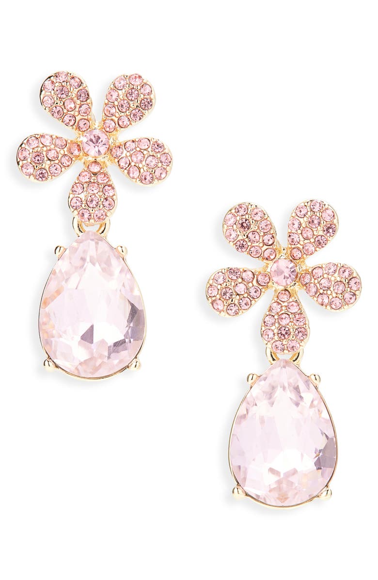 Cara Flower Drop Earrings, Main, color, Pink