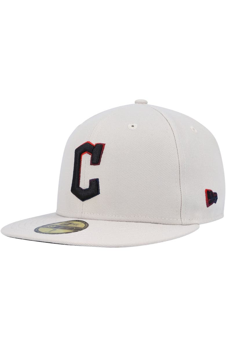 New Era Men's New Era Khaki Cleveland Guardians Stone Dim Undervisor 59FIFTY Fitted Hat, Main, color, 