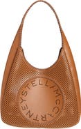 Stella McCartney Circle Logo Perforated Faux Leather Hobo Bag
