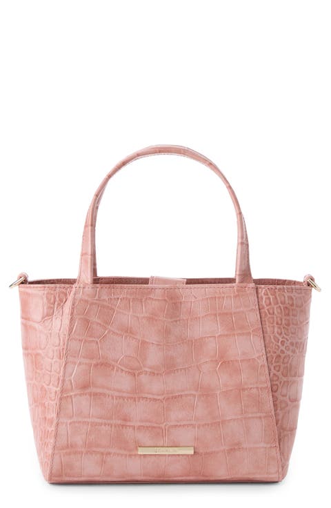 Small Mona Croc Embossed Leather Tote