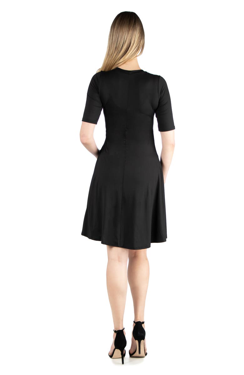 24seven Comfort Apparel Maternity Knee Length A-Line Elbow Sleeve Dress, Alternate, color, Black
